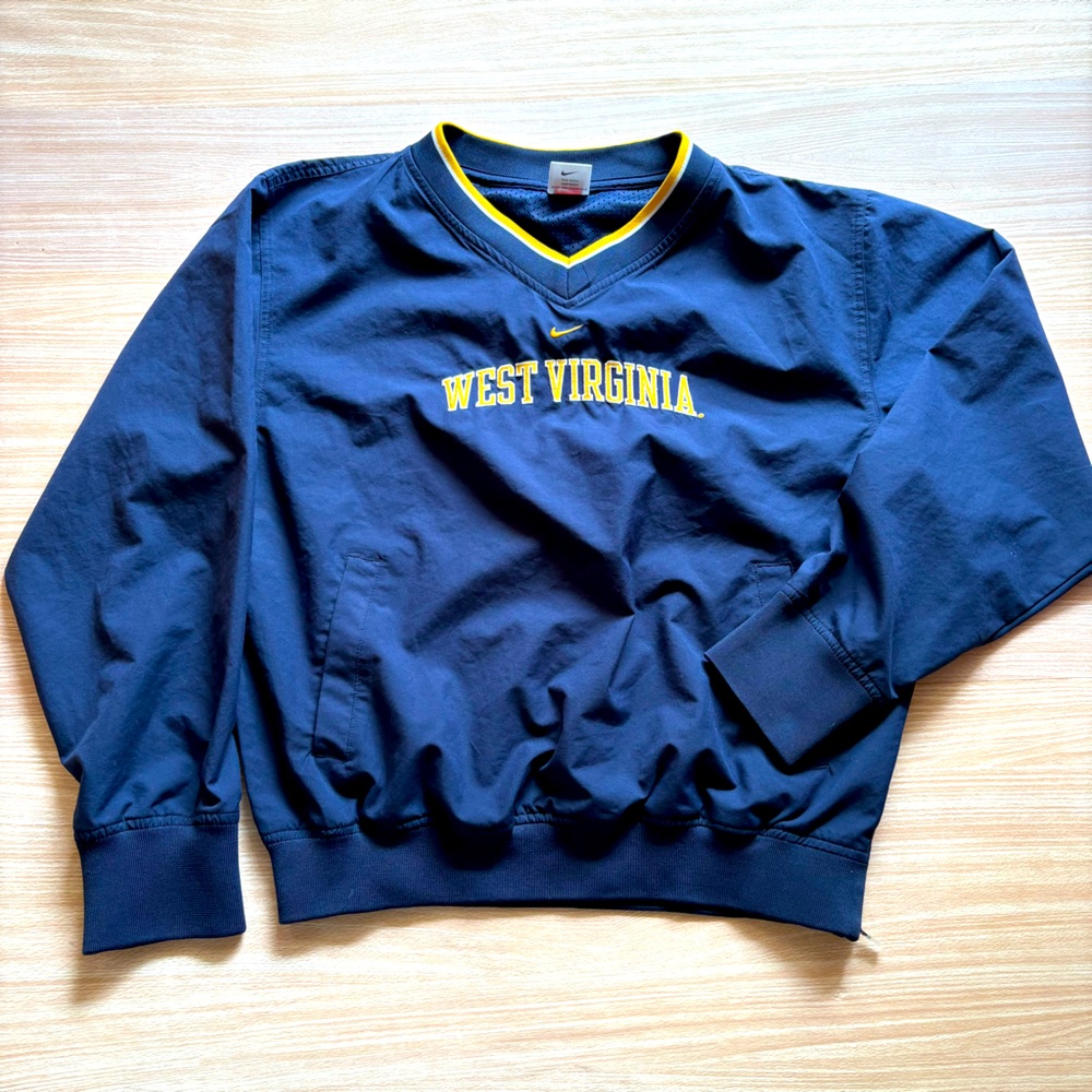 Nike West Virginia Blue Yellow Boys Pullover Windbreaker Jacket Size XL 16/18